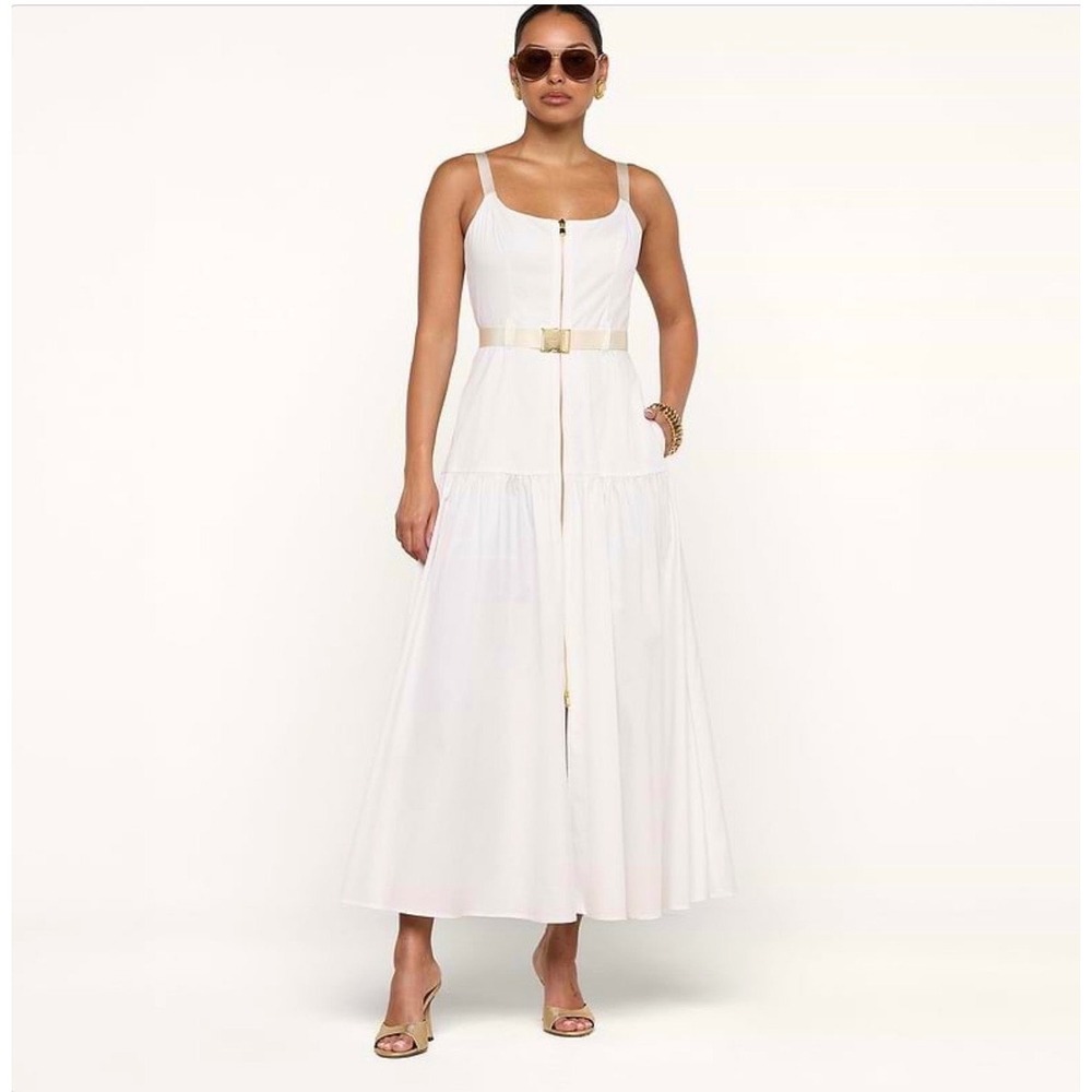 NEW L'AGENCE Rima White Belted Zip Maxi Dress Size 00 NWT
